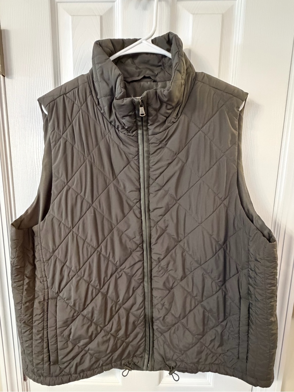 Lou & Grey XXL Olive Green Quilted Vest Full Zip Utility Lightweight